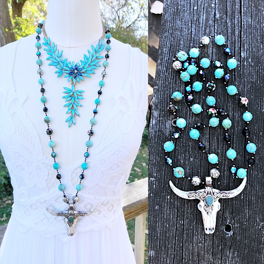Turquoise Steerhead Necklace